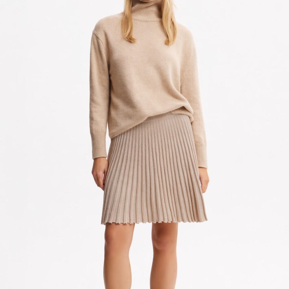 To Be Blossom Pleated Mini Skirt Womens M Beige Knitwear Wool/Cashmere Blend